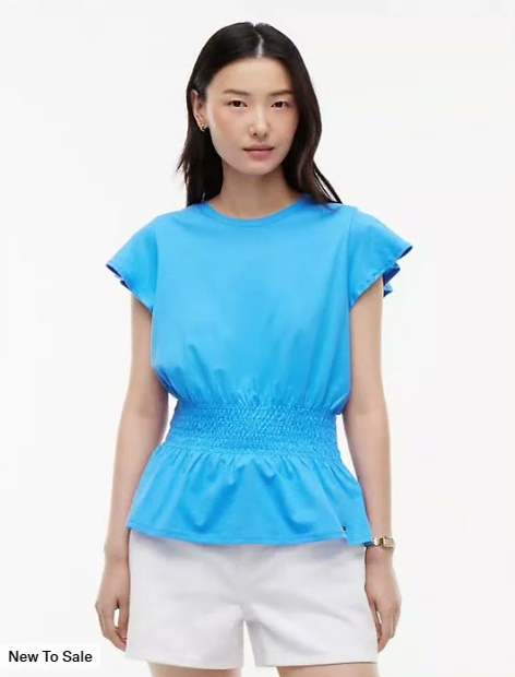 flutter sleeve shirred t shirt