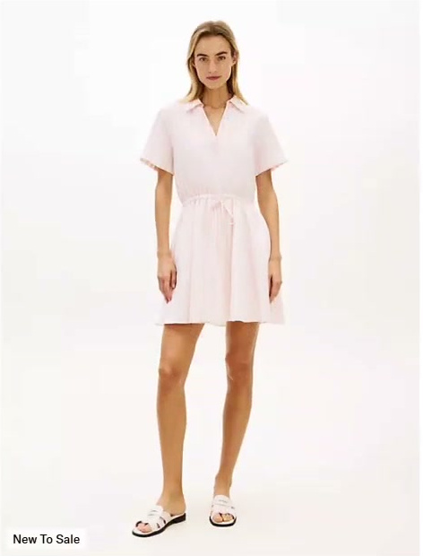 essential striped linen blend dress