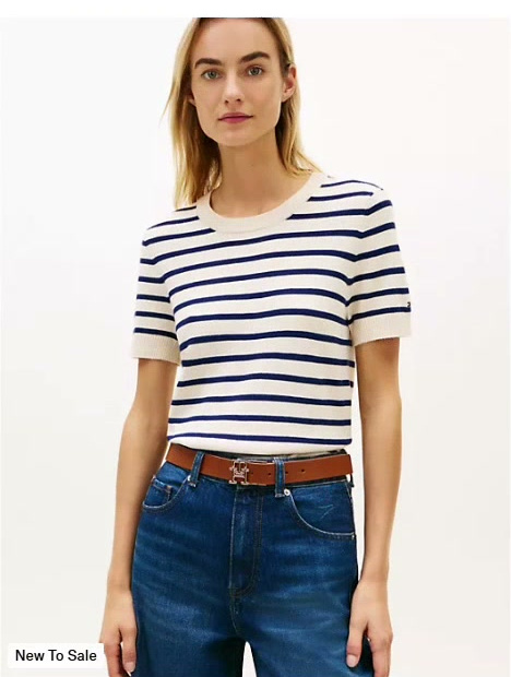 stripe lightweight short sleeve sweater