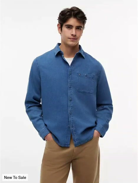 indigo dyed waffle denim shirt