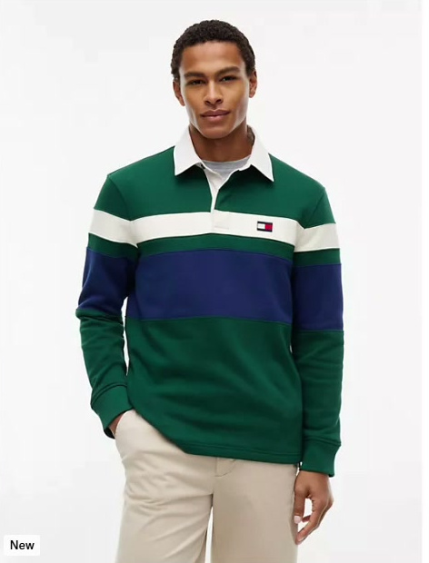 brushed back fleece rugby sweatshirt