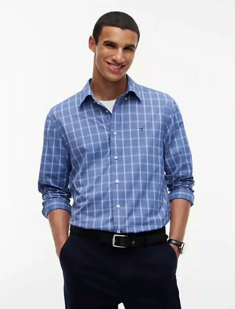 regular fit th performance windowpane shirt
