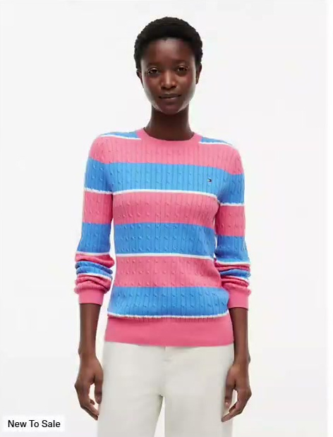 rugby stripe cable knit sweater
