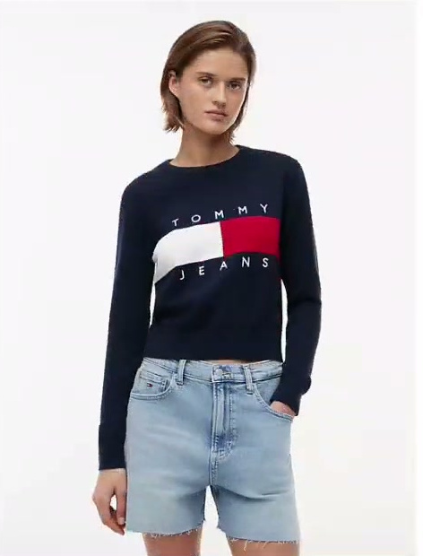 tommy jeans intarsia flag logo sweater