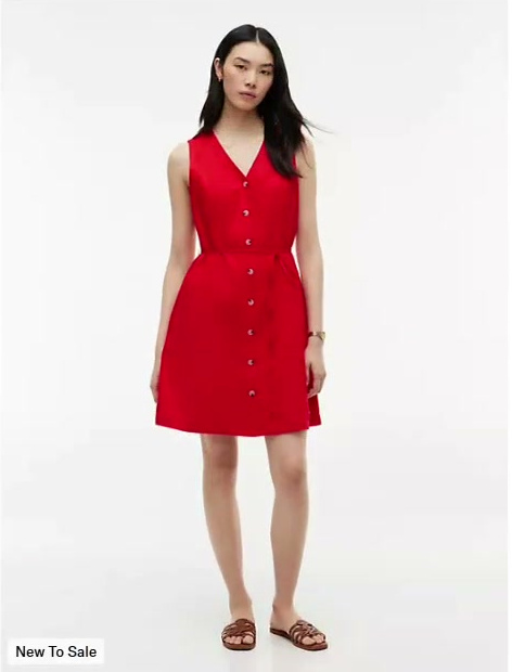 sleeveless cotton linen blend mini dress