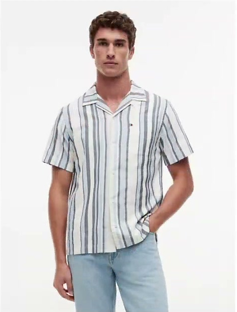 regular fit open weave camp shirt