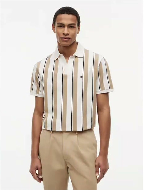 classic fit open placket crepe polo