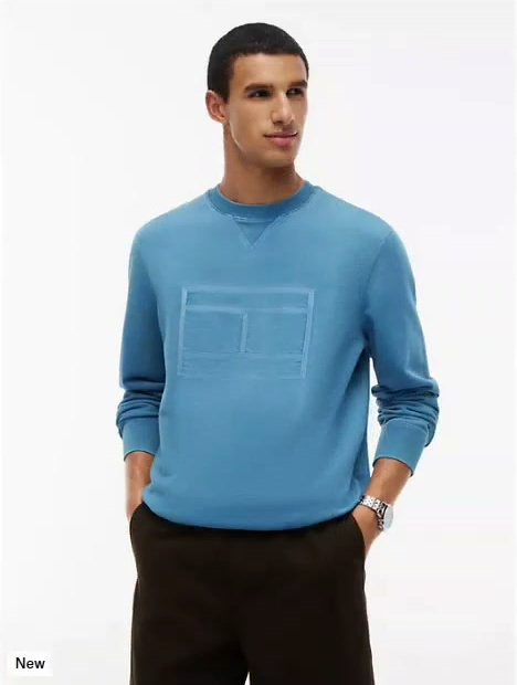flag logo indigo dyed sweatshirt