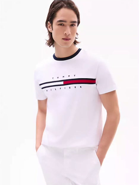 embroidered flag stripe logo t shirt