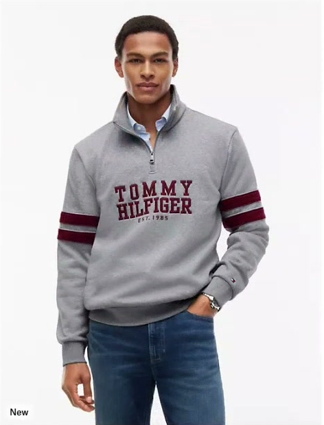 varsity stripe quarter zip sweatshirt