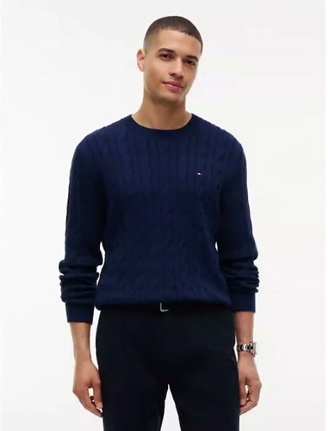 cable knit crewneck sweater