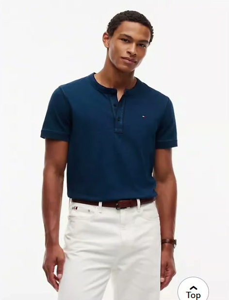 short sleeve indigo dyed henley t shirt