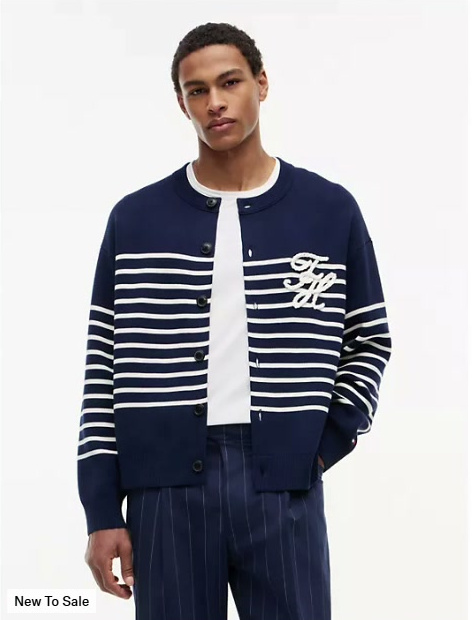script monogram breton stripe cardigan