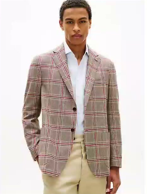 glen plaid wool blend blazer