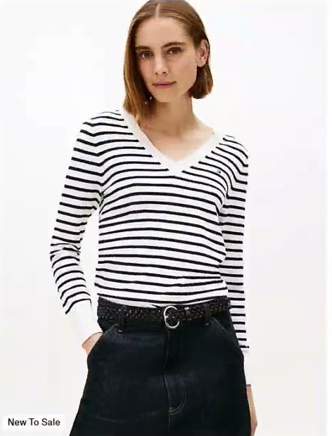 striped v neck sweater