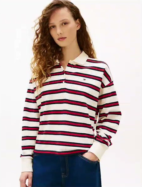 multistripe stretch rugby polo