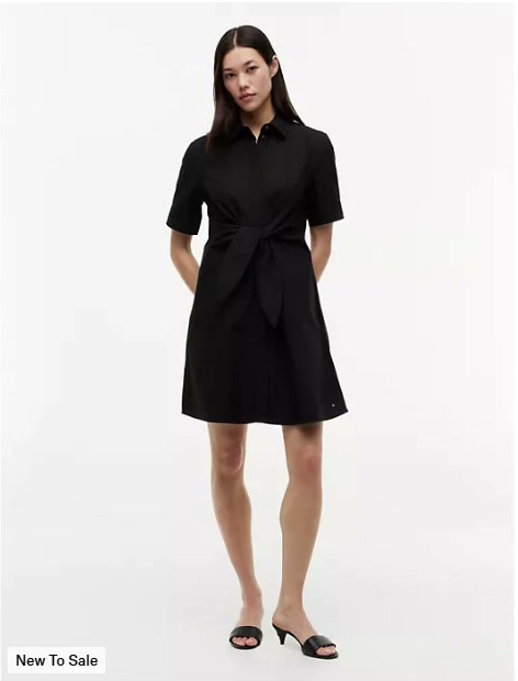 linen blend tie front shirtdress