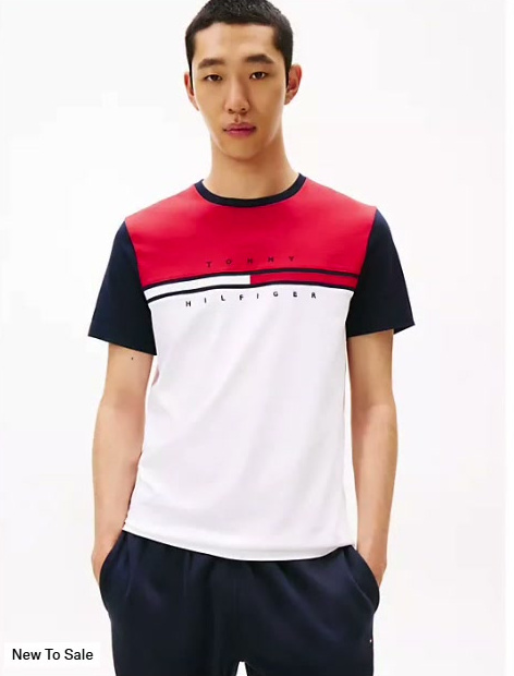 colorblock flag stripe logo t shirt