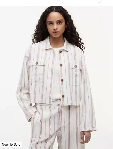 linen blend cropped shirt jacket