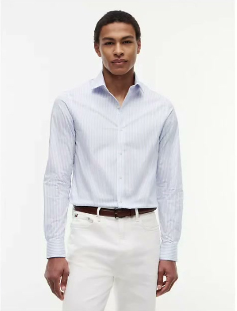 slim fit thflex striped dress shirt