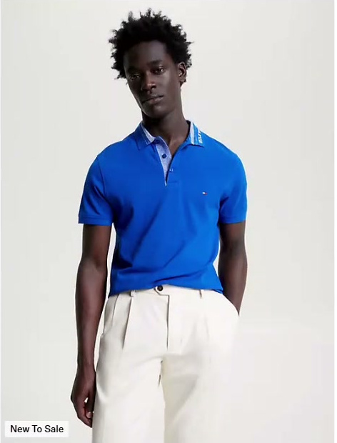 slim fit logo collar mouline polo