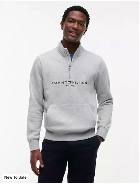 tommy logo quarter zip sweatshirt