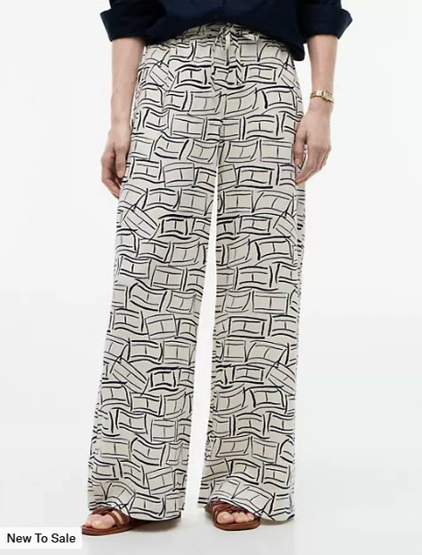 allover flag linen blend pull on pant