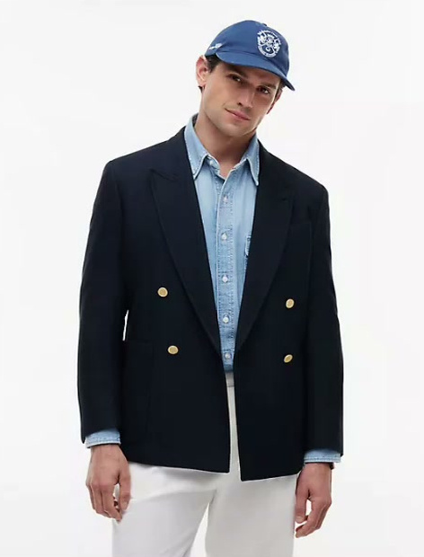 textured cotton wool blend blazer