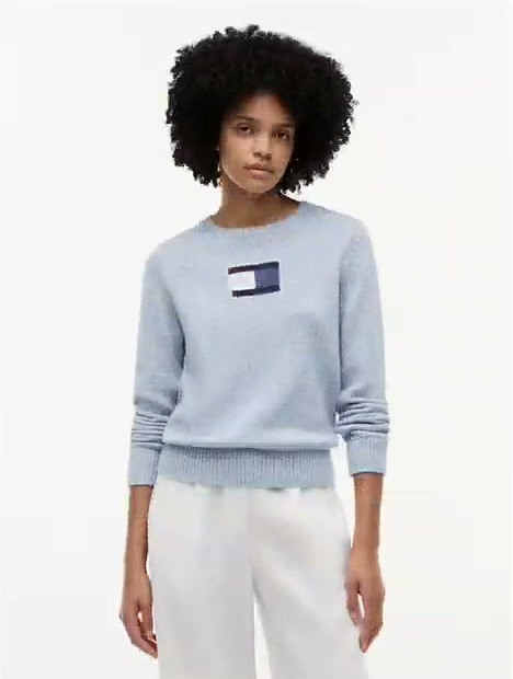 intarsia flag logo crewneck sweater