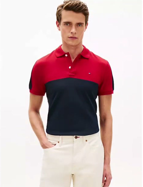 regular fit colorblock stripe pique polo
