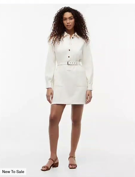 belted denim utility dress