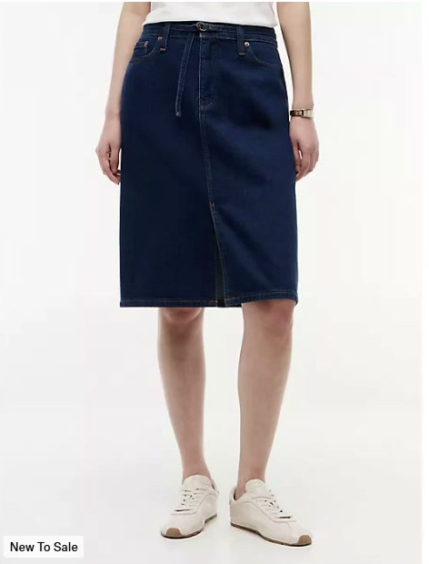 belted denim skirt