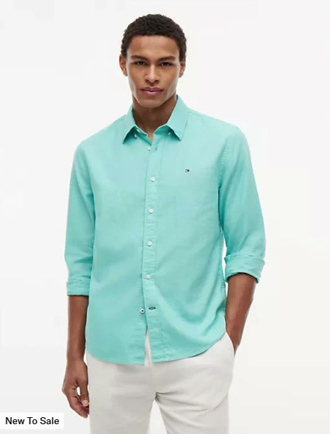 regular fit linen blend shirt