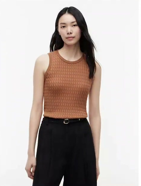 slim fit cable knit tank top