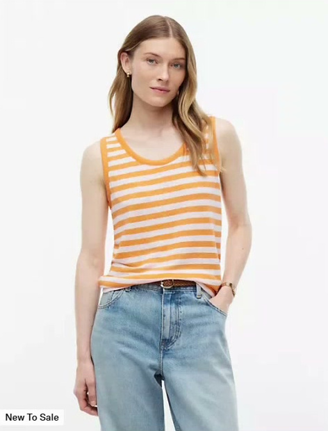 striped linen blend jersey tank top