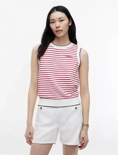 hilfiger script striped sweater vest