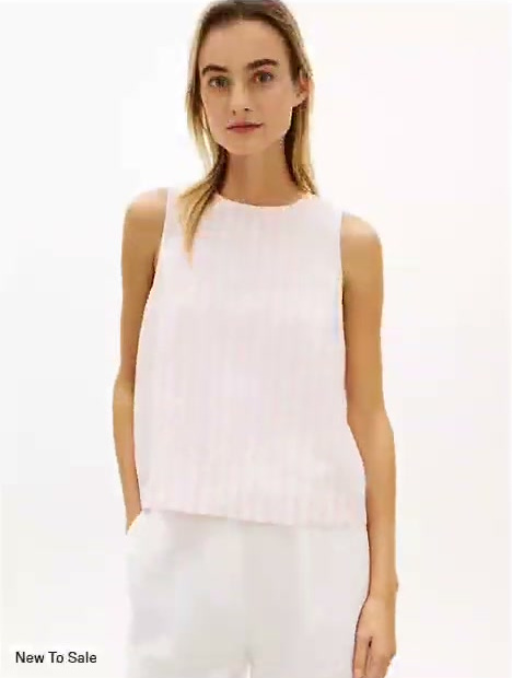 buttoned back linen blend tank top