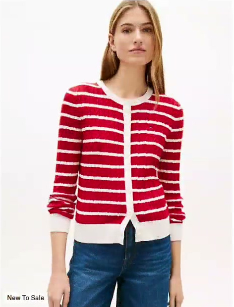 stripe cable knit cardigan