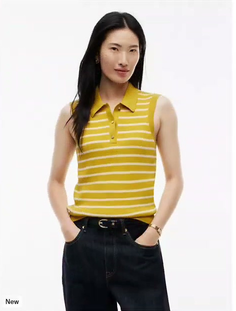 slim fit ribbed sweater vest polo