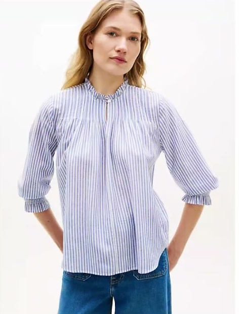 ruffle trimmed pintuck voile shirt