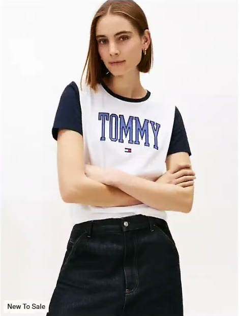 varsity tommy logo ringer t shirt