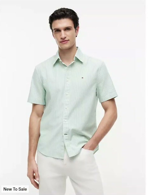 short sleeve striped oxford shirt