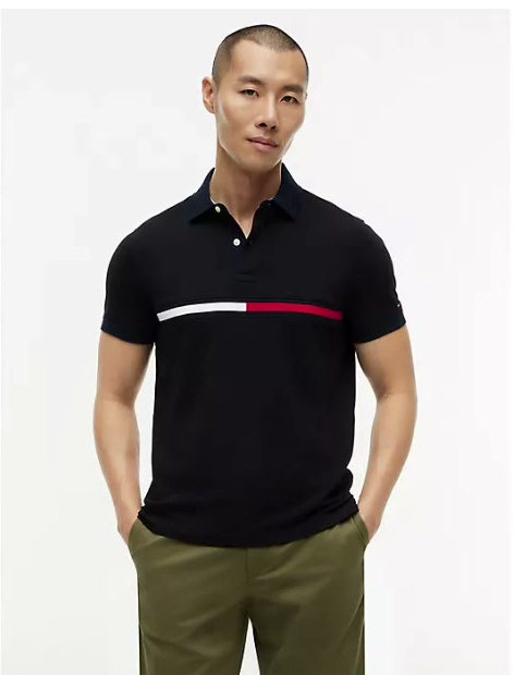 embroidered stripe regular fit polo