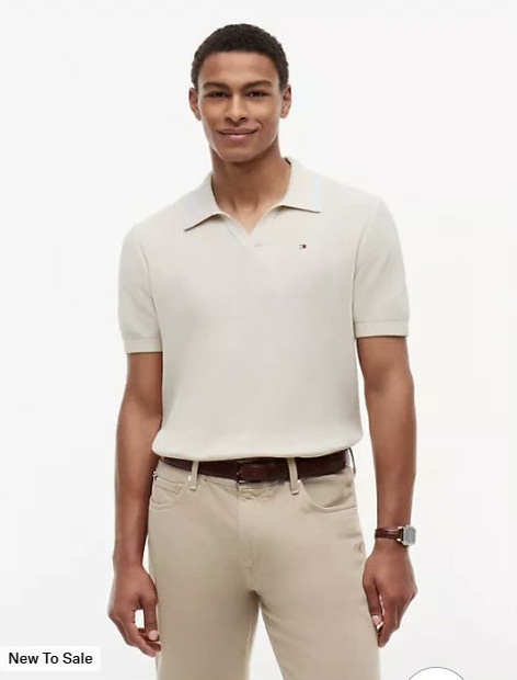 short sleeve tipped sweater polo