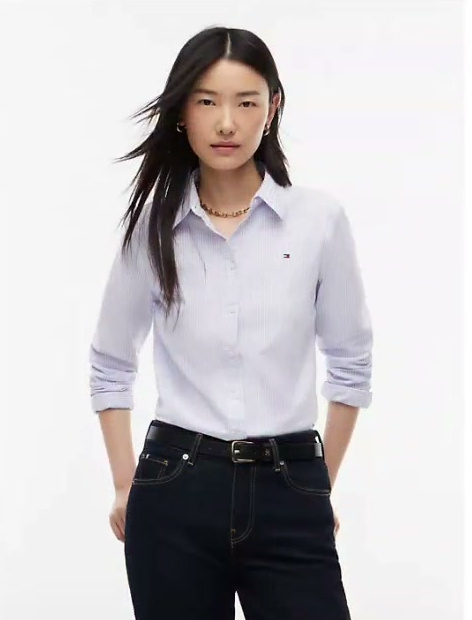 regular fit striped stretch oxford shirt