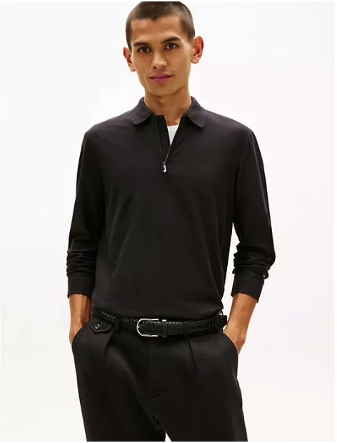 smooth cotton performance zip polo