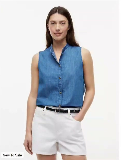 sleeveless chambray shirt