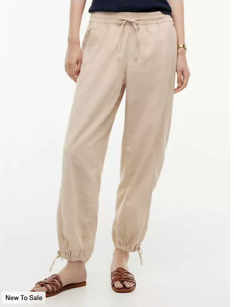 linen cotton blend pull on pant