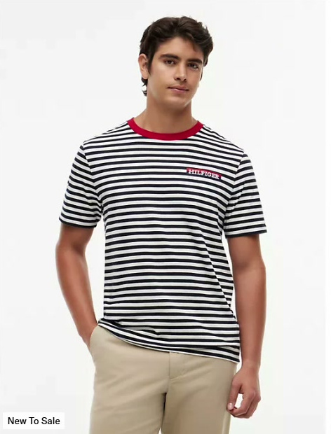 striped hilfiger logo t shirt