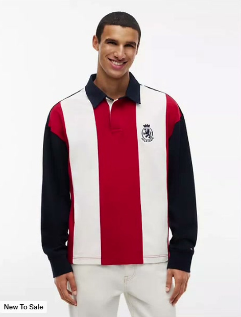 relaxed fit colorblock rugby polo